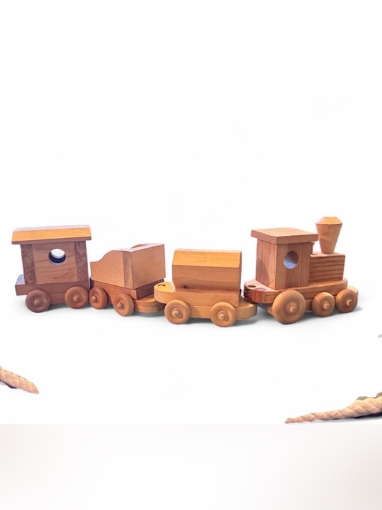 Unbranded Other - Handmade wooden train set with 4 pieces. #wooden #handmade
